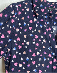 Rails 100% Silk Kate Heart Novelty Print Button Down Blouse