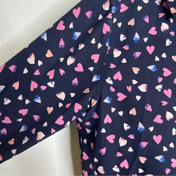 Rails 100% Silk Kate Heart Novelty Print Button Down Blouse