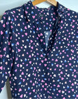 Rails 100% Silk Kate Heart Novelty Print Button Down Blouse