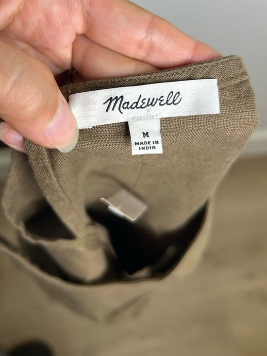 Madewell 100% Linen Loose Fit Shell Tank Top in Army Green