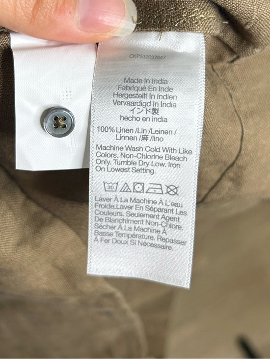 Madewell 100% Linen Loose Fit Shell Tank Top in Army Green