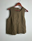 Madewell 100% Linen Loose Fit Shell Tank Top in Army Green