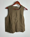Madewell 100% Linen Loose Fit Shell Tank Top in Army Green