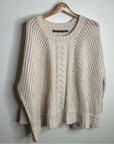 Enza Costa Alpaca Wool Textured Knit Oversized Sweater in Oatmeal Tan