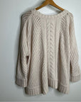 Enza Costa Alpaca Wool Textured Knit Oversized Sweater in Oatmeal Tan