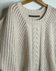 Enza Costa Alpaca Wool Textured Knit Oversized Sweater in Oatmeal Tan