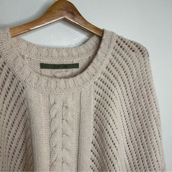 Enza Costa Alpaca Wool Textured Knit Oversized Sweater in Oatmeal Tan