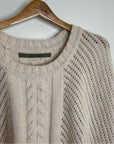 Enza Costa Alpaca Wool Textured Knit Oversized Sweater in Oatmeal Tan