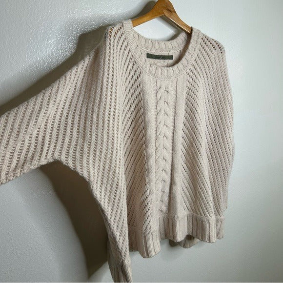 Enza Costa Alpaca Wool Textured Knit Oversized Sweater in Oatmeal Tan
