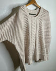 Enza Costa Alpaca Wool Textured Knit Oversized Sweater in Oatmeal Tan