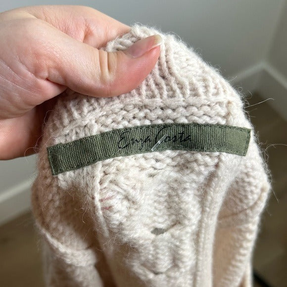 Enza Costa Alpaca Wool Textured Knit Oversized Sweater in Oatmeal Tan