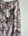 Unsubscribed 100% Silk Neutral Palm Printed Tie Waist Tiered Maxi Skirt