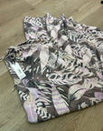 Unsubscribed 100% Silk Neutral Palm Printed Tie Waist Tiered Maxi Skirt