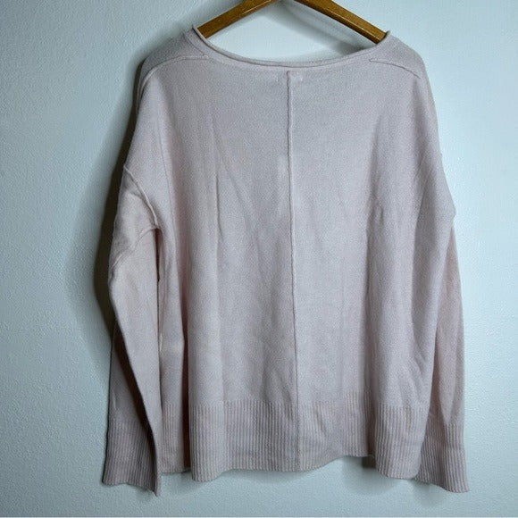 Unsubscribed 100% Cashmere V - Neck Oversized Pale Pink Sweater