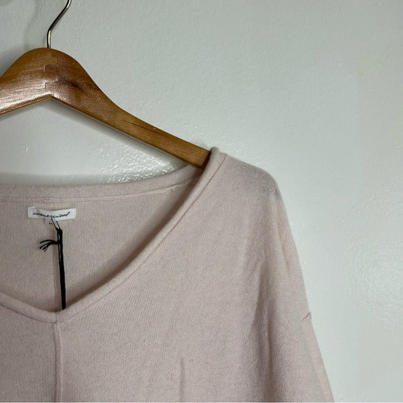 Unsubscribed 100% Cashmere V - Neck Oversized Pale Pink Sweater