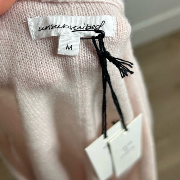 Unsubscribed 100% Cashmere V - Neck Oversized Pale Pink Sweater