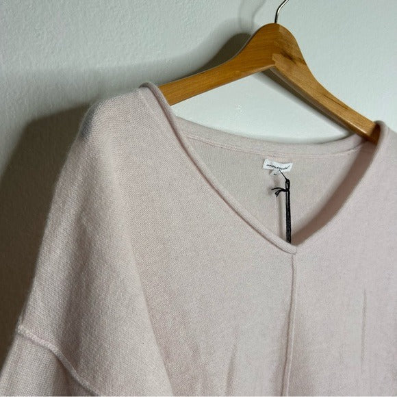Unsubscribed 100% Cashmere V - Neck Oversized Pale Pink Sweater
