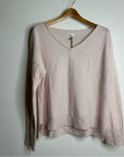Unsubscribed 100% Cashmere V - Neck Oversized Pale Pink Sweater