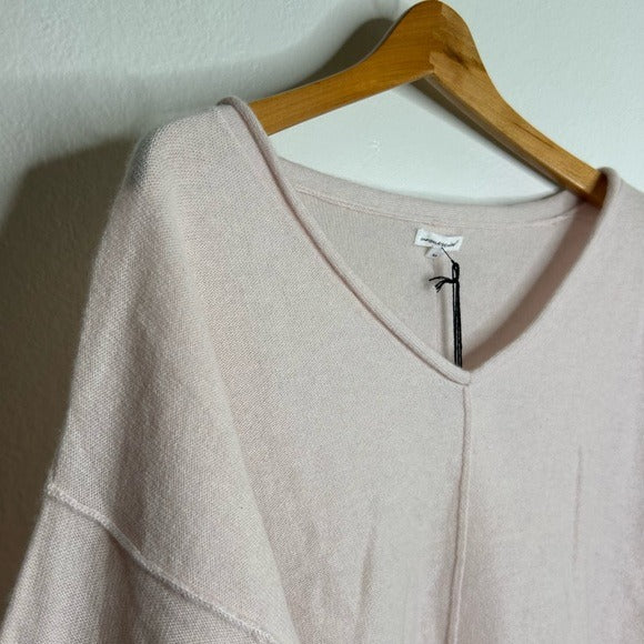 Unsubscribed 100% Cashmere V - Neck Oversized Pale Pink Sweater