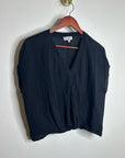 Michael Stars 100% Cotton Gauze Lighweight Sleeveless Black V- Neck Top