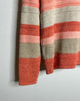L.L. Bean 100% Cotton Thick Knit Textured Stripe Button Down Cardigan Sweater