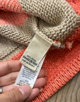 L.L. Bean 100% Cotton Thick Knit Textured Stripe Button Down Cardigan Sweater