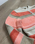 L.L. Bean 100% Cotton Thick Knit Textured Stripe Button Down Cardigan Sweater