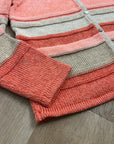 L.L. Bean 100% Cotton Thick Knit Textured Stripe Button Down Cardigan Sweater