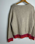 Oney Grey Day 100% Cashmere Tan Pink Crochet V - Neck Tunic Oversized Sweater