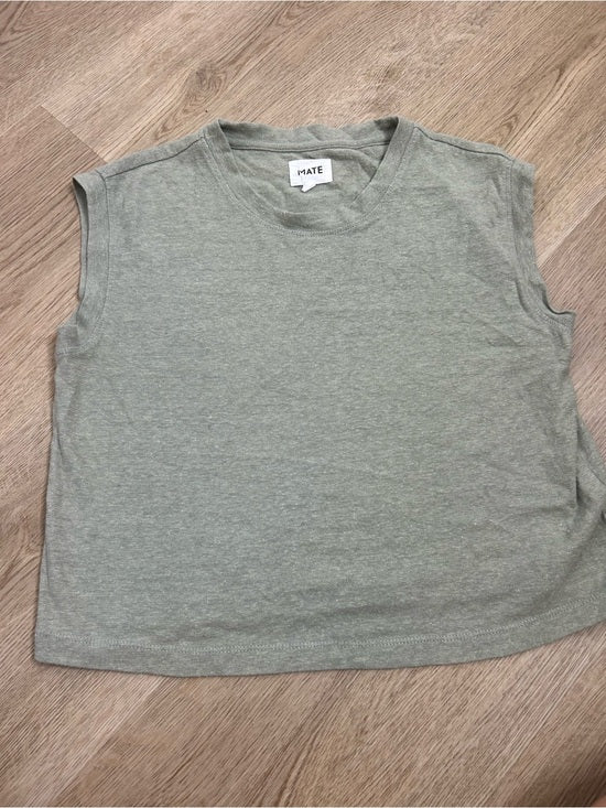 MATE The Label Regenerative Hemp Muscle Tank in Fir Sage Green