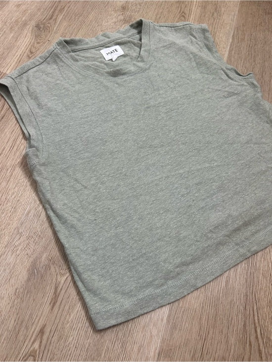 MATE The Label Regenerative Hemp Muscle Tank in Fir Sage Green