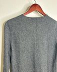 Sutton Studio 100% Cashmere Gray V - Neck Knit Tunic Sweater Button Sleeve