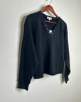 Nation LA 100% Cotton Terry Black V - Neck Silver Button Tommie Sweatshirt