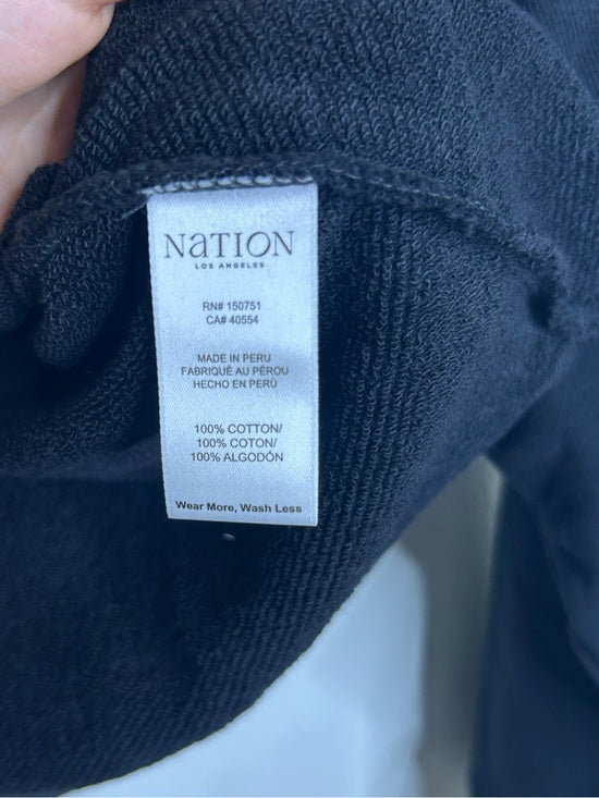 Nation LA 100% Cotton Terry Black V - Neck Silver Button Tommie Sweatshirt
