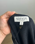 Nation LA 100% Cotton Terry Black V - Neck Silver Button Tommie Sweatshirt