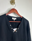 Nation LA 100% Cotton Terry Black V - Neck Silver Button Tommie Sweatshirt