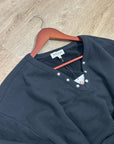 Nation LA 100% Cotton Terry Black V - Neck Silver Button Tommie Sweatshirt
