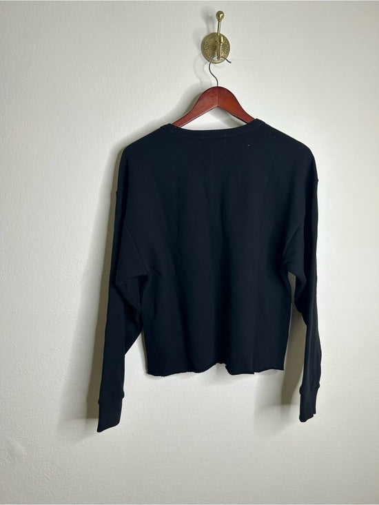 Nation LA 100% Cotton Terry Black V - Neck Silver Button Tommie Sweatshirt