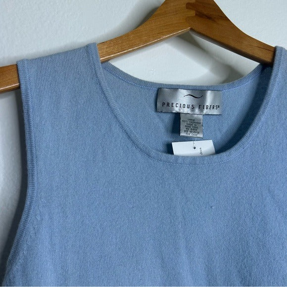 Precious Fibers 100% Cashmere Baby Blue Knit Sweater Tank Top