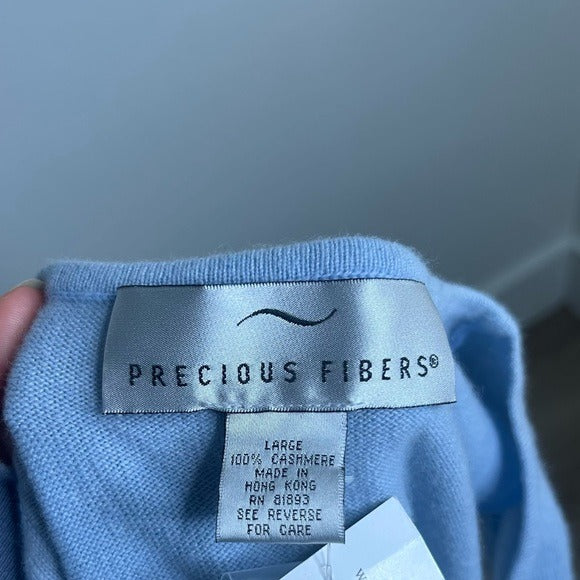 Precious Fibers 100% Cashmere Baby Blue Knit Sweater Tank Top