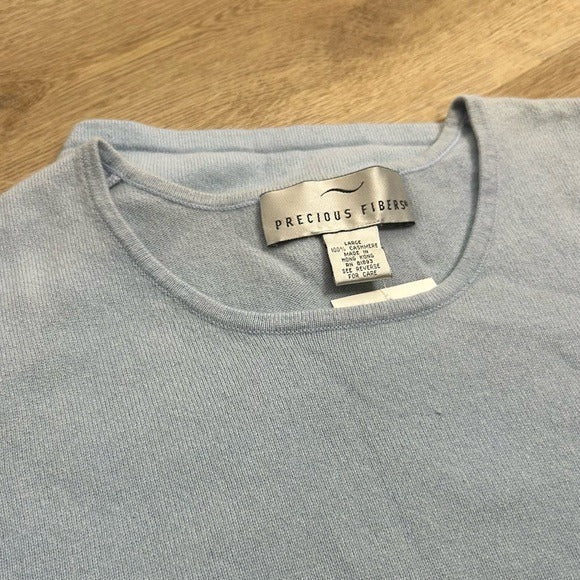 Precious Fibers Precious Fibers 100% Cashmere Baby Blue Knit Sweater Tank Top - Cashmere