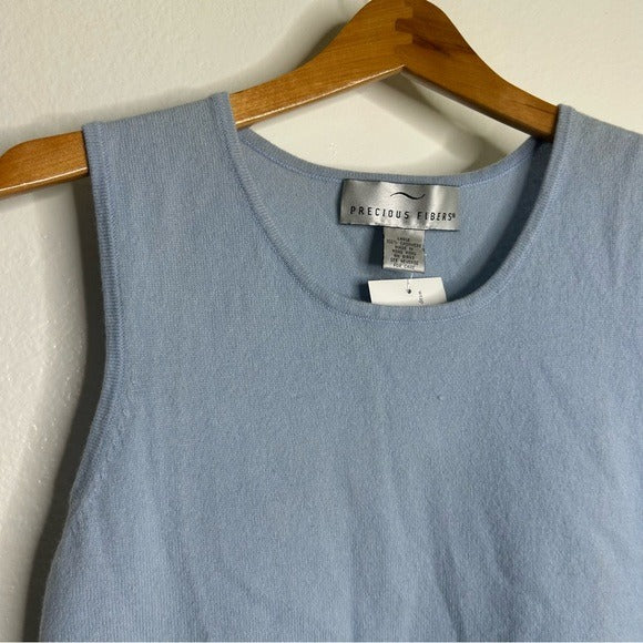 Precious Fibers 100% Cashmere Baby Blue Knit Sweater Tank Top