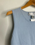 Precious Fibers 100% Cashmere Baby Blue Knit Sweater Tank Top