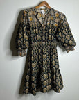 Anthropologie DRA 100% Cotton Ruched Sleeve Neutral Fit and Flare Mini Dress