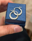 925 Sterling Silver Etched Detail Small Hoop Earring