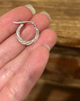 925 Sterling Silver Etched Detail Small Hoop Earring