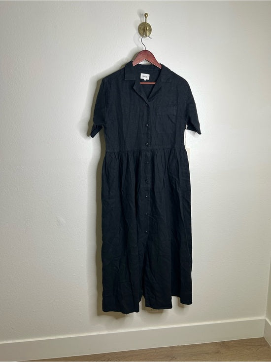 MATE the Label MATE The Label 100% Organic Linen Shirt Dress in Jet Black - Linen