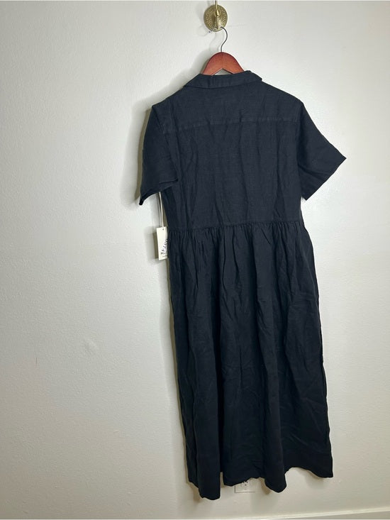 MATE The Label 100% Organic Linen Shirt Dress in Jet Black