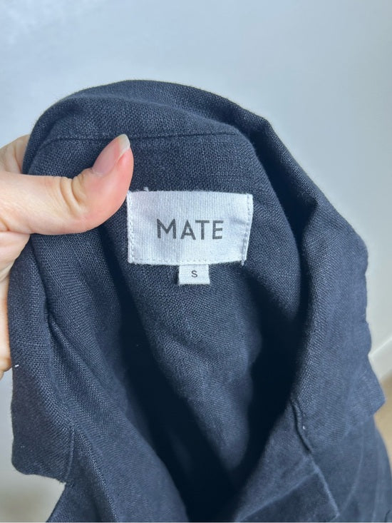 MATE The Label 100% Organic Linen Shirt Dress in Jet Black