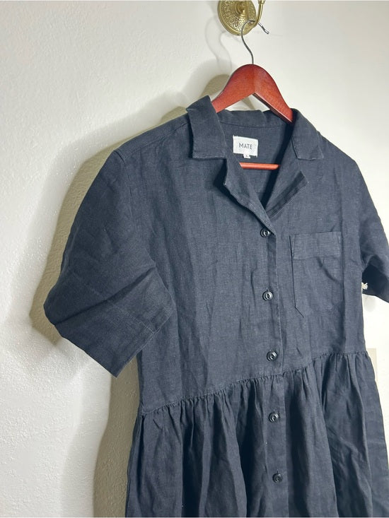 MATE The Label 100% Organic Linen Shirt Dress in Jet Black